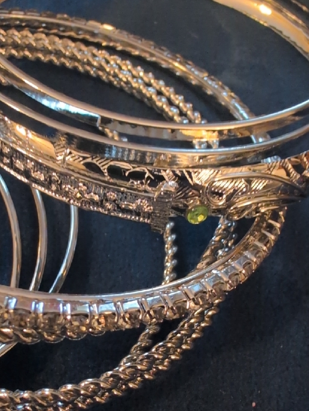 Silver Tone Women's Bangle Bracelet Set